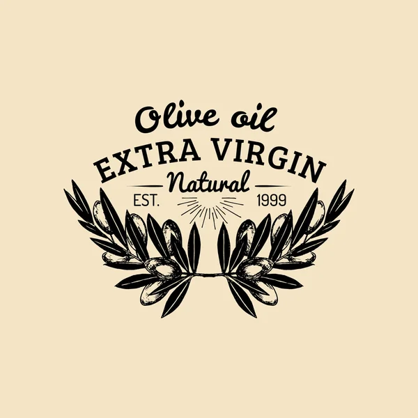 Vintage olivový olej logo. — Stockový vektor