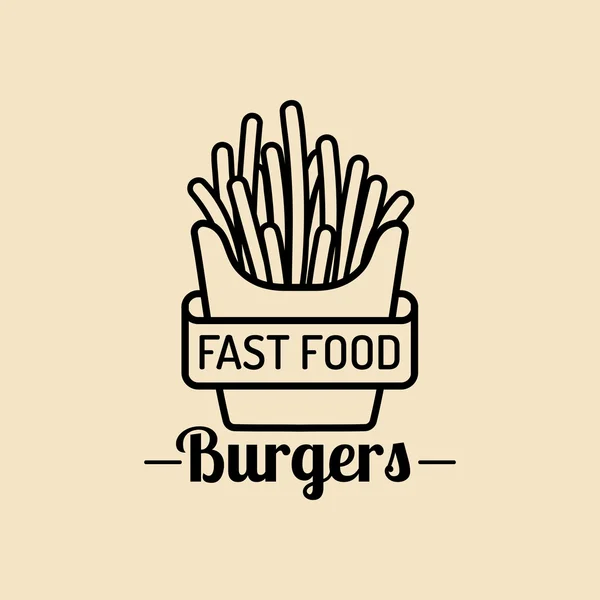 Vintage fast food, batatas fritas . —  Vetores de Stock