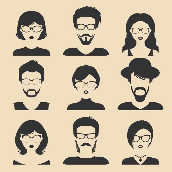 Conjunto de diferentes iconos masculinos y femeninos — Vector de stock