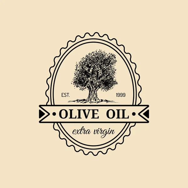 Vintage olívaolaj logó. — Stock Vector