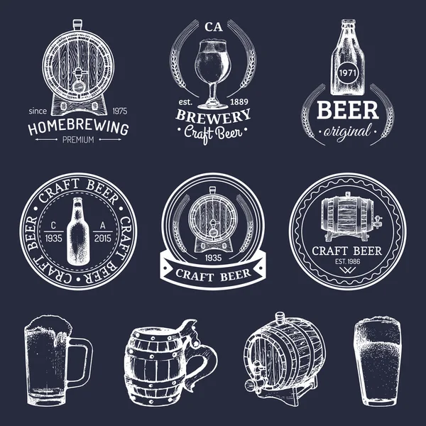 Conjunto de logotipo de la cervecería vintage — Archivo Imágenes Vectoriales