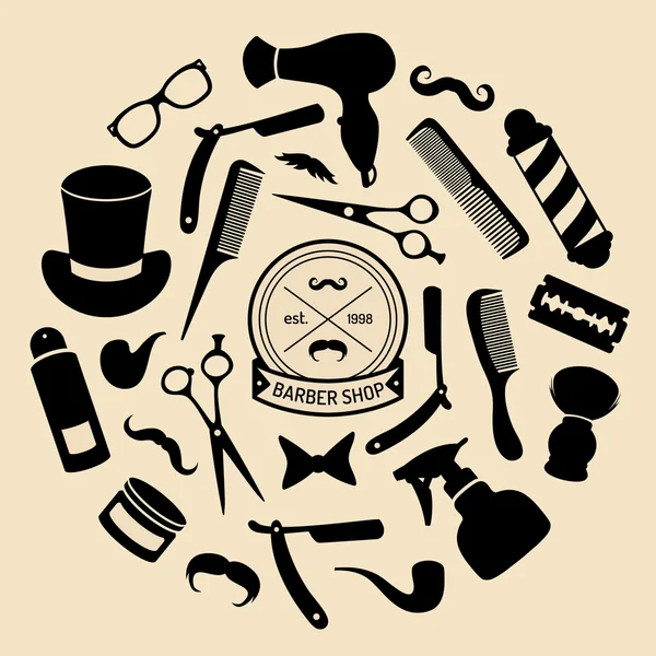 Conjunto de iconos de barbería — Vector de stock