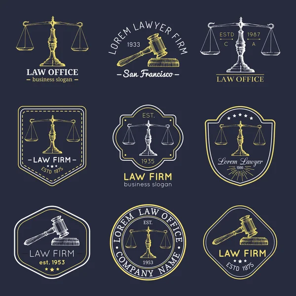 Bufete de abogados, conjunto de logotipo de oficina . — Archivo Imágenes Vectoriales