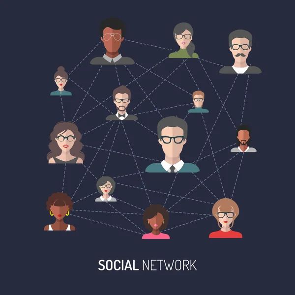 Réseau social, connexion mondiale des personnes — Image vectorielle