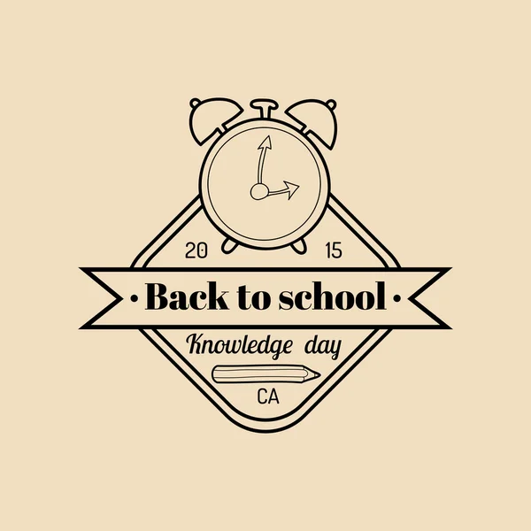 Vintage Voltar ao logotipo da escola . — Vetor de Stock
