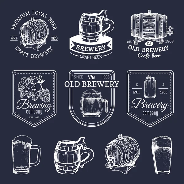 Conjunto de logotipo de la cervecería vintage . — Archivo Imágenes Vectoriales