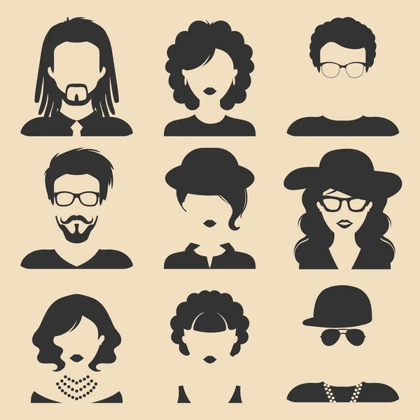 Conjunto de diferentes iconos masculinos y femeninos — Vector de stock