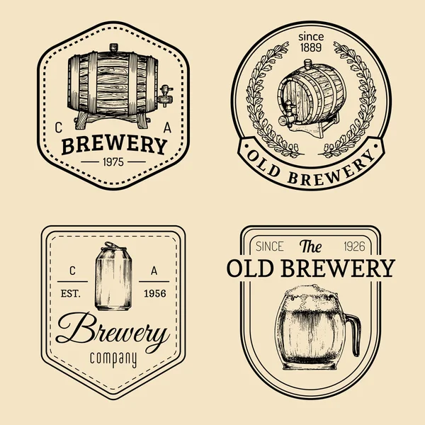 Conjunto de logotipo de la cervecería vintage . — Archivo Imágenes Vectoriales