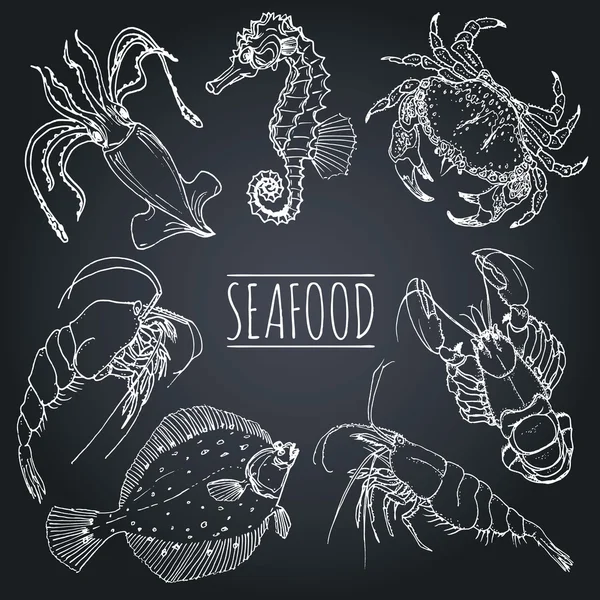 Seafood menu. Seafood background. — Stock Vector
