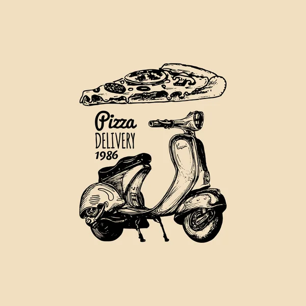 Scooter consegna pizza . — Vettoriale Stock