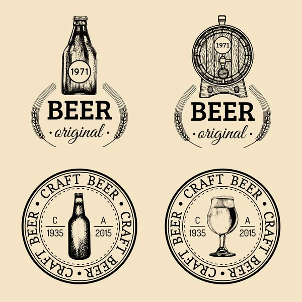 Conjunto de logotipo de cervecería Vintage . — Vector de stock