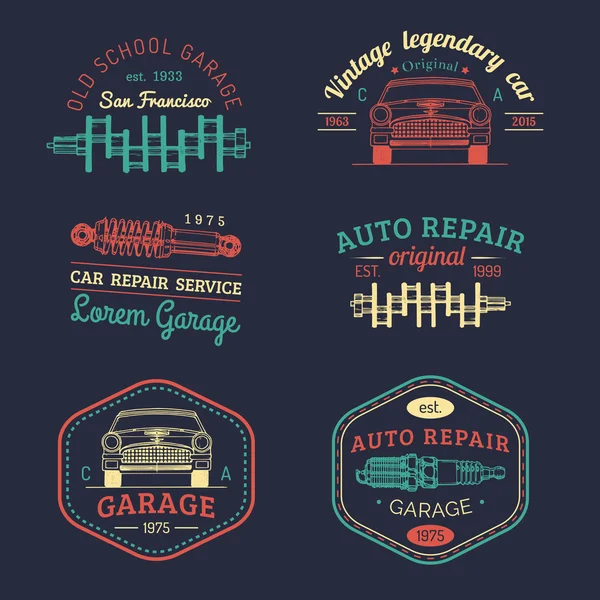 Uppsättning av vintage garage logotyp. — Stock vektor