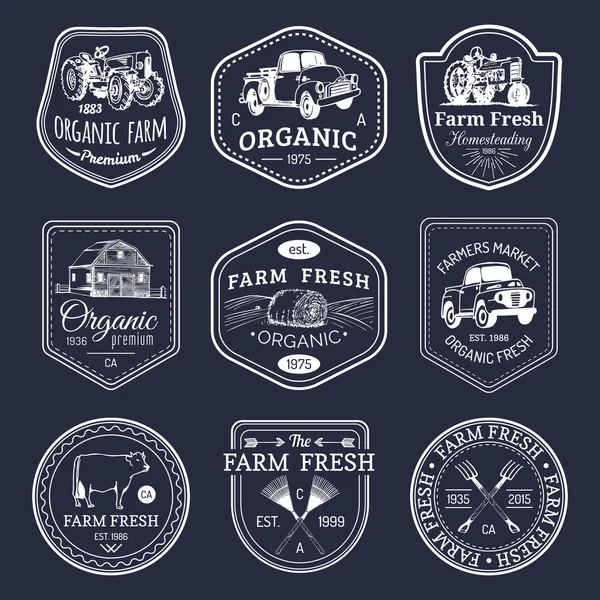 Retro set boerderij verse logo 's. — Stockvector