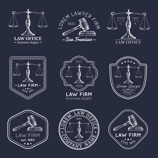 Bufete de abogados, conjunto de logotipo de oficina . — Vector de stock