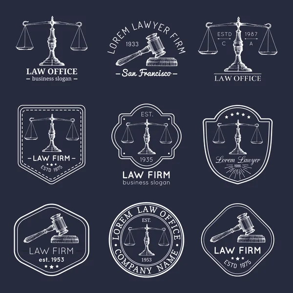 Law firm, office logo set. — Stok Vektör