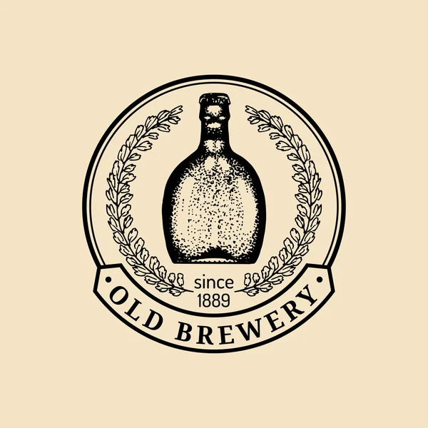 Bira ile Retro logo. — Stok Vektör