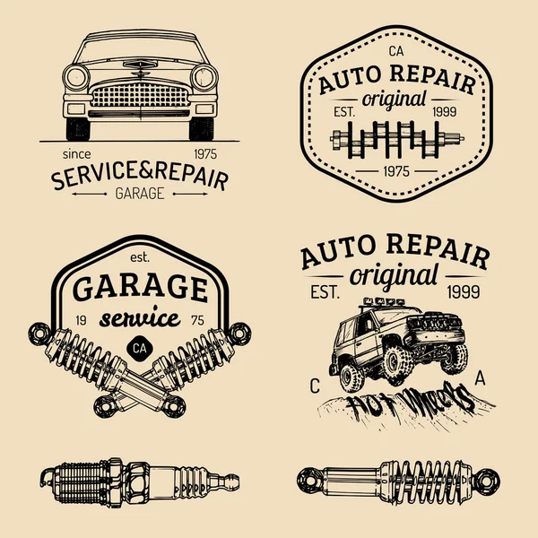 Uppsättning av vintage garage logotyp. — Stock vektor