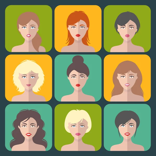 Diferentes iconos de aplicaciones para mujeres — Vector de stock