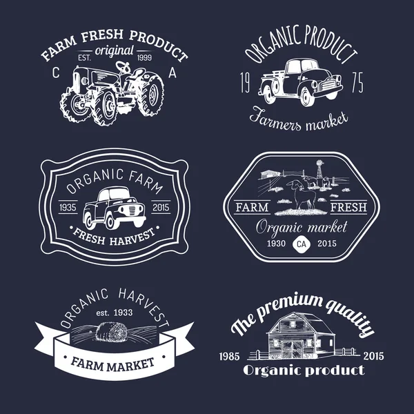 Retro set boerderij verse logo 's. — Stockvector