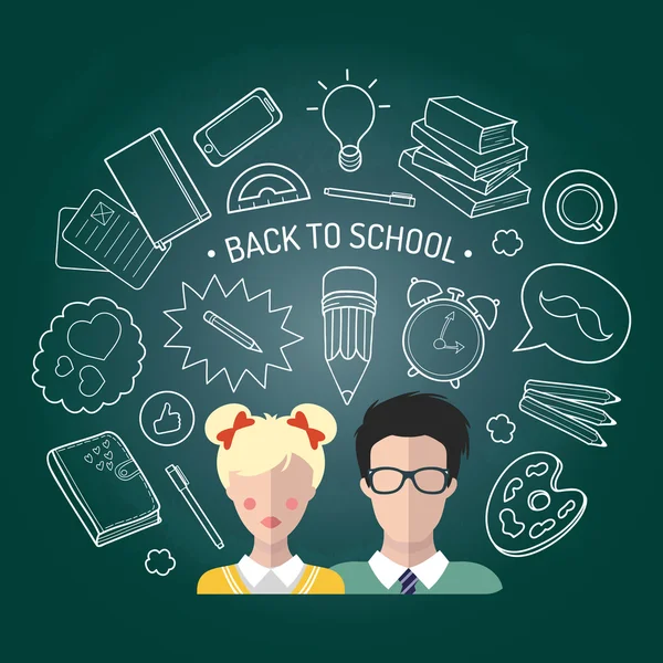 Back to school in flat style. — Stock Vector