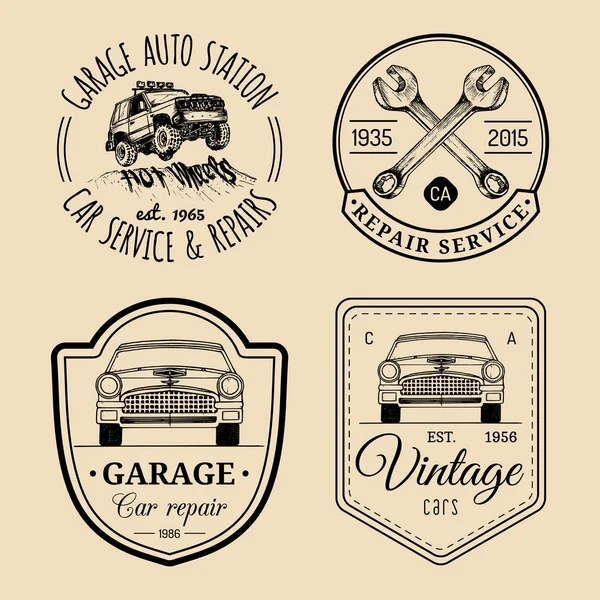 Conjunto de logotipo de garaje vintage — Archivo Imágenes Vectoriales