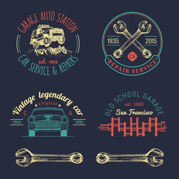 Ensemble de logo de garage vintage . — Image vectorielle
