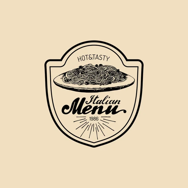 Vintage hipster italienisches food logo. — Stockvektor