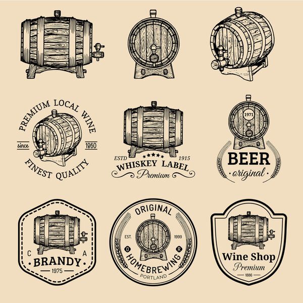 Wooden barrels set
