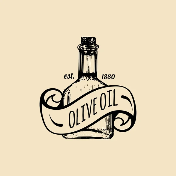 Vintage olivolja logotyp. — Stock vektor