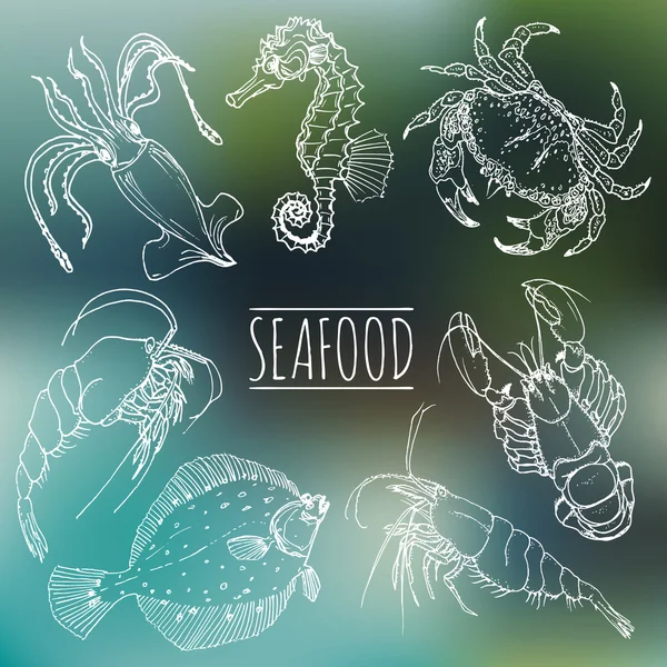 Seafood menu. Seafood background. — Stock Vector
