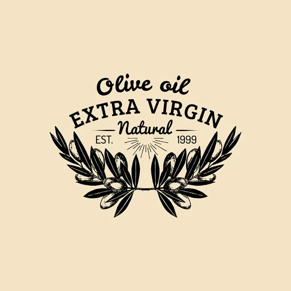 Vintage olivový olej logo. — Stockový vektor