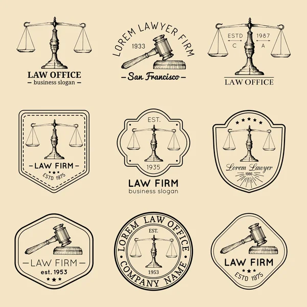 Law firm, office logo set. — Stock Vector