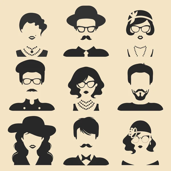 Conjunto de diferentes iconos masculinos y femeninos — Vector de stock