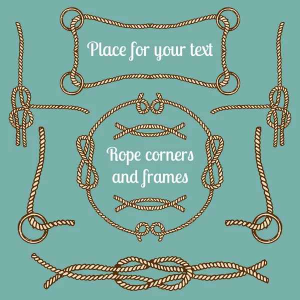 Vintage ropes corners and frames — Stok Vektör