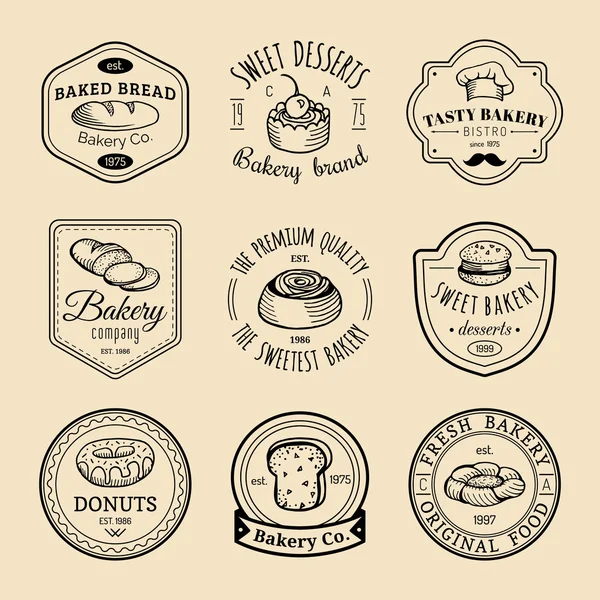 Conjunto de logotipo de panadería vintage . — Vector de stock