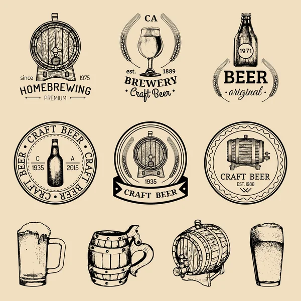 Reeks van vintage brouwerij logo — Stockvector