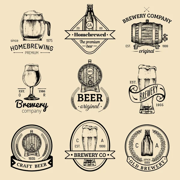 Bierlogo. Brauerei Logo Set. — Stockvektor