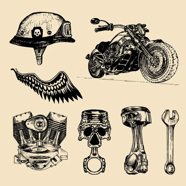 Set von Vintage-Biker-Elementen. — Stockvektor