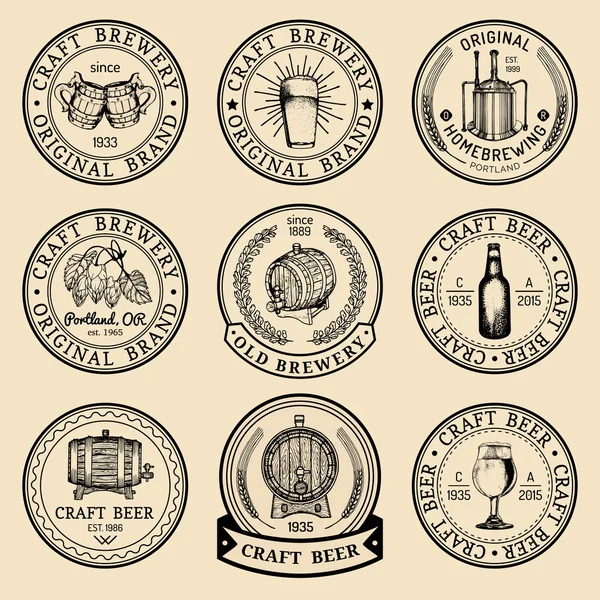 Conjunto de logotipo de cervecería Vintage . — Archivo Imágenes Vectoriales