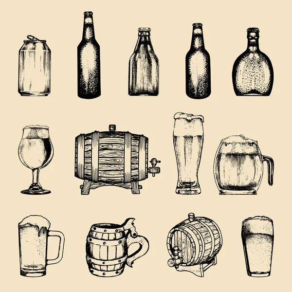 Set di elementi di birreria vintage . — Vettoriale Stock