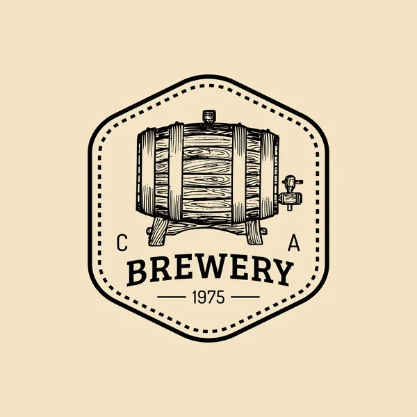 Logotipo retro con cerveza . — Vector de stock