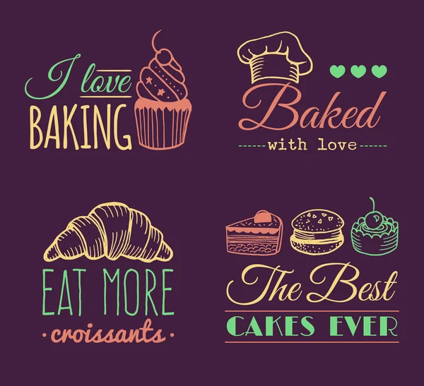 Hipster pasta logosunu görmeniz gerekir. Aşk ile fırında. — Stok Vektör