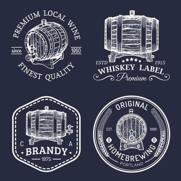 Αλκοόλ λογότυπα. Ξύλινα βαρέλια — Διανυσματικό Αρχείο