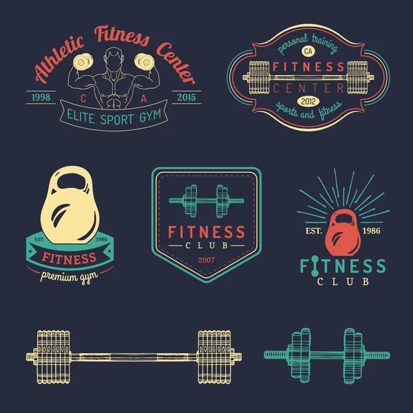 Fitness gym elements set. — Stock Vector