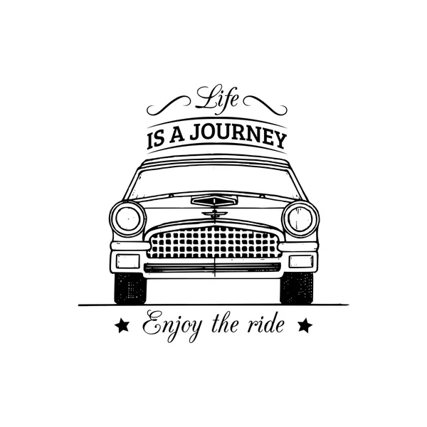 जीवन हा एक प्रवास आहे, प्रवासाचा आनंद घ्या. गाडी — स्टॉक व्हेक्टर