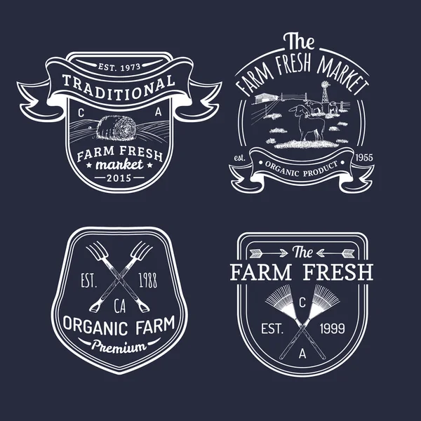 Retro set boerderij verse logo 's. — Stockvector