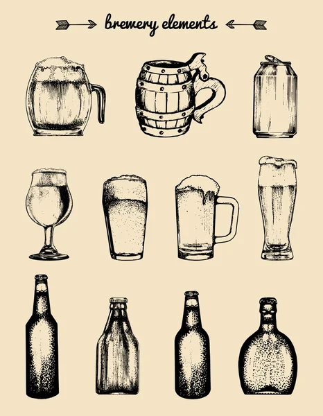 Conjunto de equipamentos de cerveja . —  Vetores de Stock