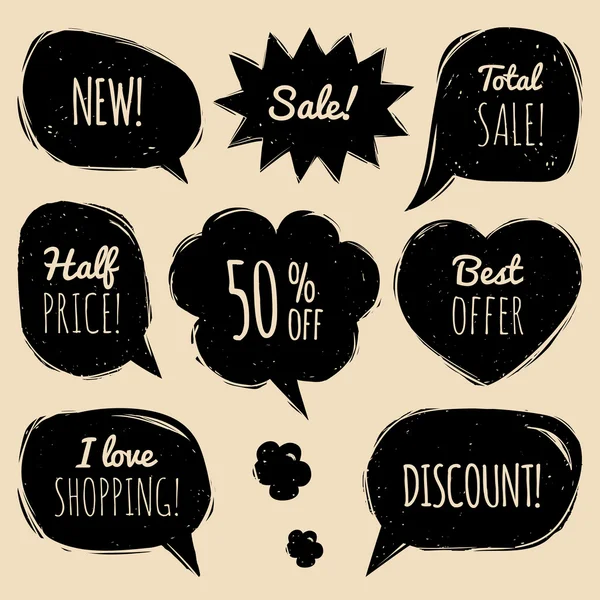 Shopping phrases in speech bubbles — Stock Vector