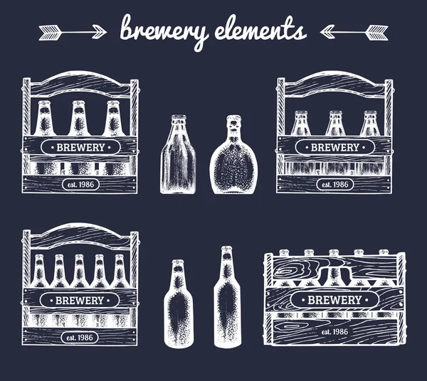 Conjunto de logotipos de cervecería vintage . — Archivo Imágenes Vectoriales