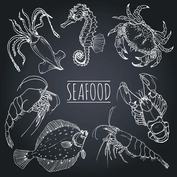 Seafood menu. Seafood background. — Stock Illustration Seafood menu. Seafood background. Stock Illustration